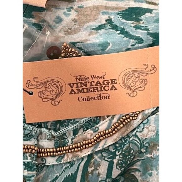 Nine West Women's Boho-Inspired Turquoise & White Striped Top‎ Medium - Picture 8 of 10